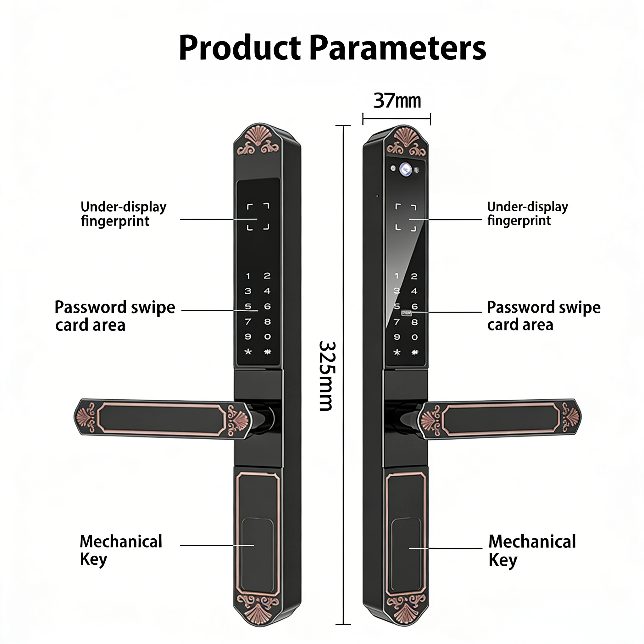 更换门锁参数图为白底黑字